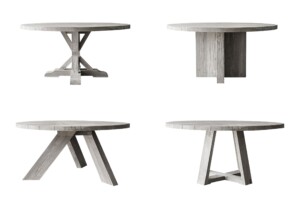 60 Inch Dia Reclaimed Lightened Teak Top and Base Options