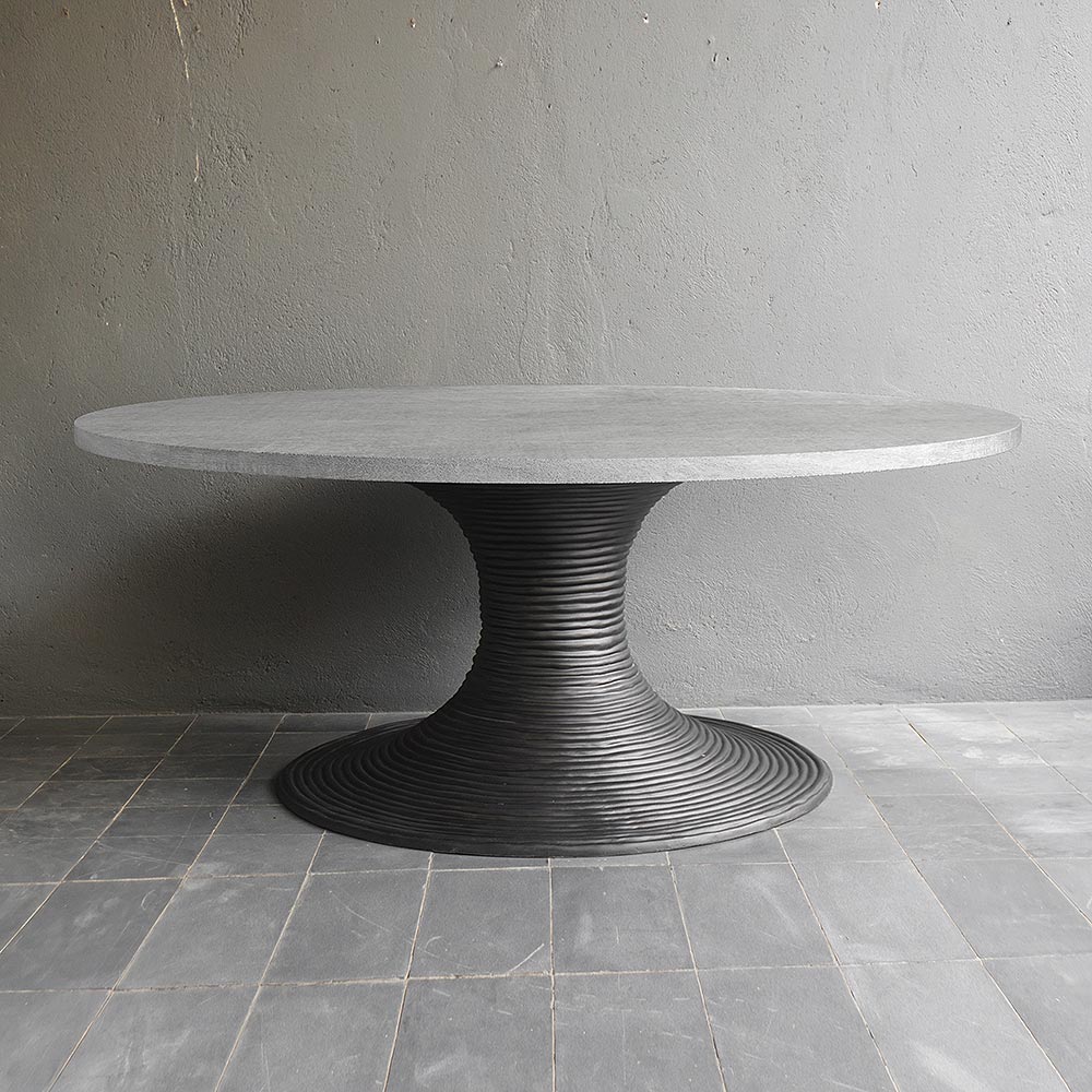 Cast aluminum base with concrete top