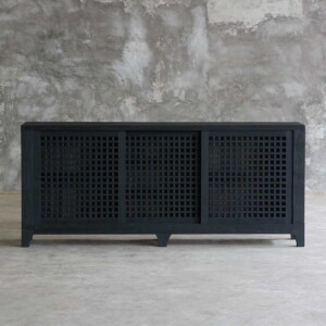 Slatted Buffet in Reclaimed Elm with Charcoal Finish