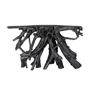 Teak Root Console in Charcoal Finish
