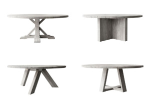 72 Inch Dia Reclaimed Lightened Teak Top and Base Options