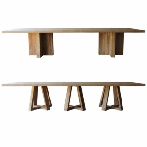 12 Foot Reclaimed Teak Dining Table with 2 base options