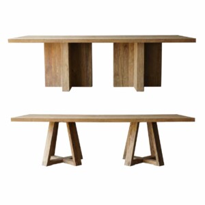 7 - 8 and 10 Foot Reclaimed Teak Dining Tables With 2 Base Options